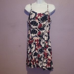 LOFT Navy and White Patterned Dress